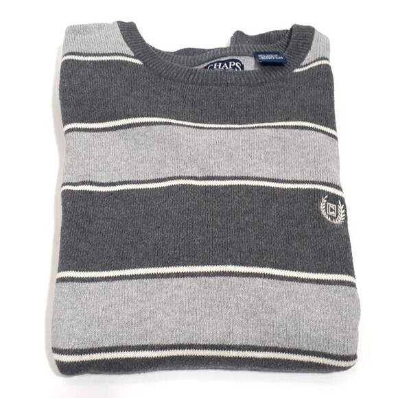 Chaps Sweater Size Small Gray Striped 100% Cotton #C08 - Picture 5 of 6